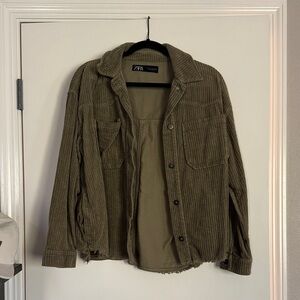 Zara Khaki Corduroy Shirt Jacket